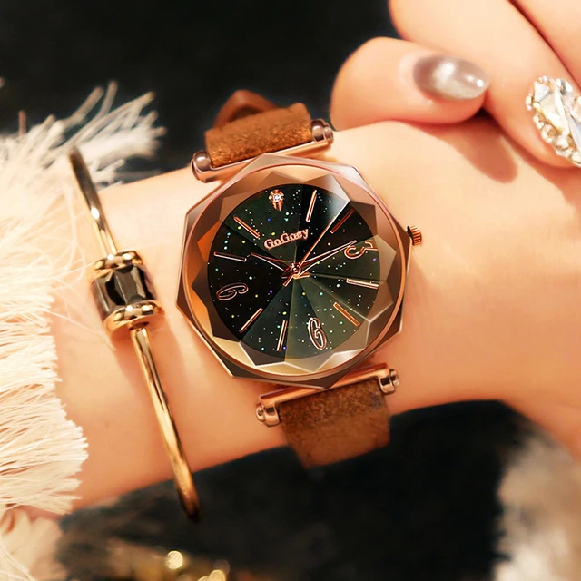 New Luxury Fashion Leather Watches Women Top Brand Rose Gold Crystal Dress Wrist New Luxury Fashion Leather Watches Women Top Brand Rose Gold Crystal Dress Wrist