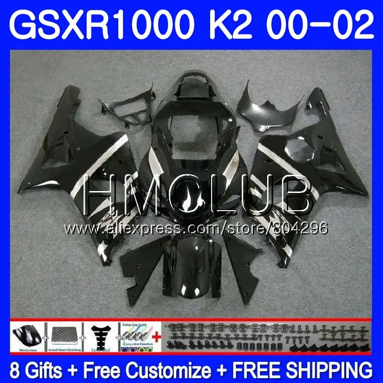 

Body For SUZUKI GSXR 1000 GSX-R1000 GSXR1000 00 01 02 31HM4 Factory black GSXR-1000 00 01 02 K2 GSX R1000 2000 2001 2002 Fairing