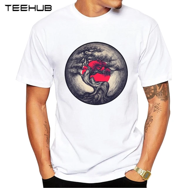 TEEHUB New Fashion Life Recording T-Shirt Vintage Tree Sunset Printed Men Tee Shirts Short Sleeve Geek Tops_voghion.com