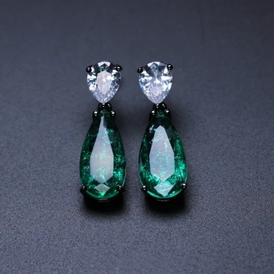 emerald-black plated Новинка, серьги-гвоздики из разбитого камня, розовые серьги в форме капли воды, вечерние серьги с кристаллами, модные ювелирные изделия для женщин EFX0020602B - Окраска металла: emerald-black plated