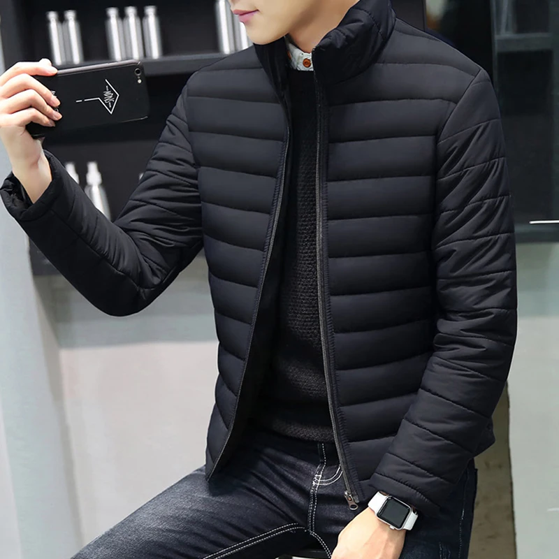 

Plus Size Men Jacket Coat Autumn Winter Parkas Men Outerwear Casual Slim Stand Collar Zipper Parkas Thick Cotton-Padded Jacekt