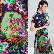 12 momme 110 см ширина китайский Ханчжоу три бассейна зеркальный Луна печатных шелковая ткань для платья одежда materi