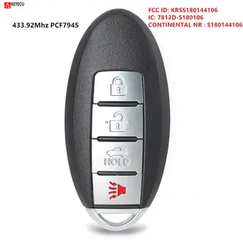 

KEYECU 3+1 Button 433.92MHz Smart Remote Key Fob for Nissan Rouge 2014-2016 S180144106