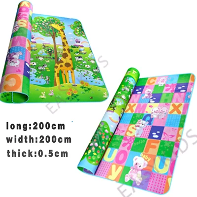 Детский игровой коврик 200*180*0,5 см, коврик для ползания с двойной поверхностью, Детский ковер, развивающий коврик с изображением динозавра для детей, игровой коврик - Цвет: giraffe
