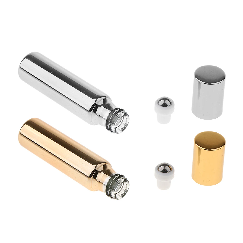 Wholesale Empty Storage Vials Roll-on Bottles w/steel roller balls for Essential Oils,Perfume or Other Liquids Oils (5Pcs,10 mL)