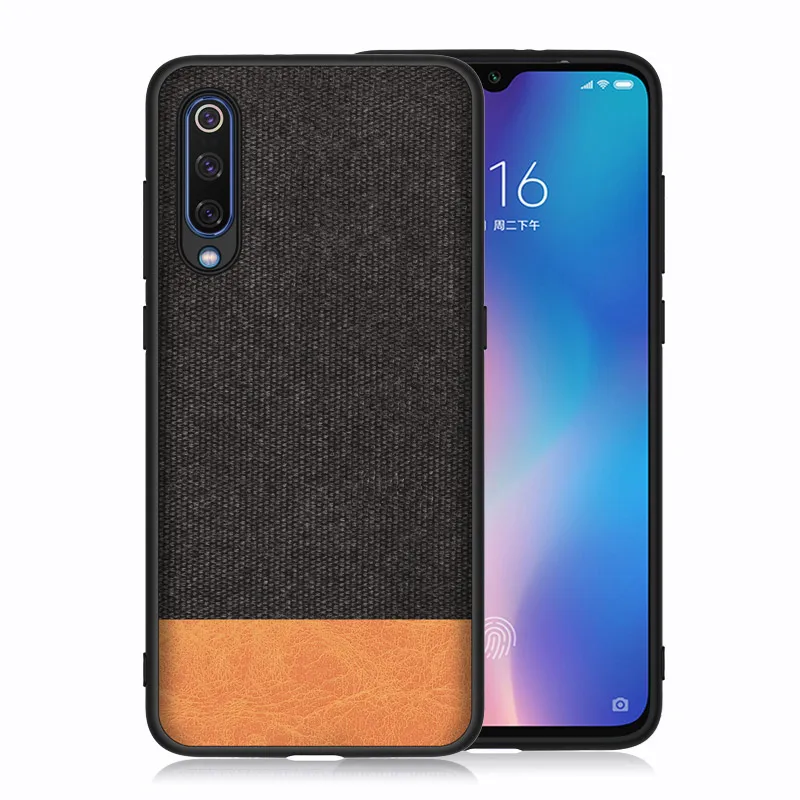 

For Xiaomi Mi 9 Case Fabric Vintage Mi 9 SE Case Canvas Cloth Cover For Xiaomi Mi 9 SE Case Soft TPU Edge Hard Back Mi9 Cover