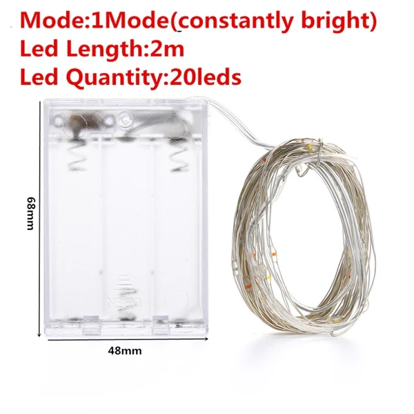 Christmas 33Feet 100 Led Fairy String Lights with Battery Remote Timer Control Operated Waterproof Copper Wire Twinkle Light 20m 2m 20led one mode