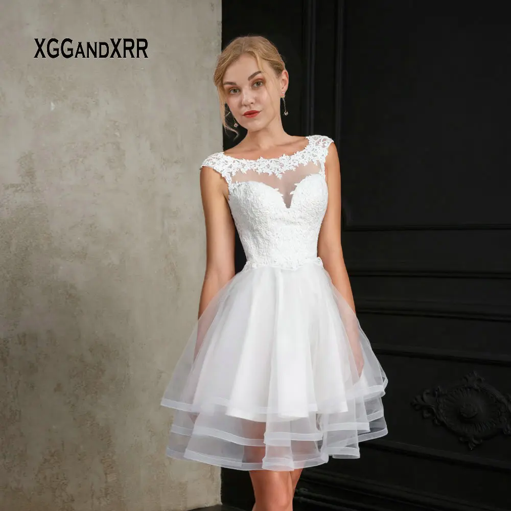 Us 109 65 15 Off New White Short Wedding Dress 2019 Ball Gown Bride Scoop Cap Sleeves Mini Lace Lique Layers Ruffle Fluffy Bridal In Us 109 65 15 Off New White Short Wedding Dress 2019 Ball Gown Bride Scoop Cap Sleeves Mini Lace Lique Layers Ruffle Fluffy Bridal In