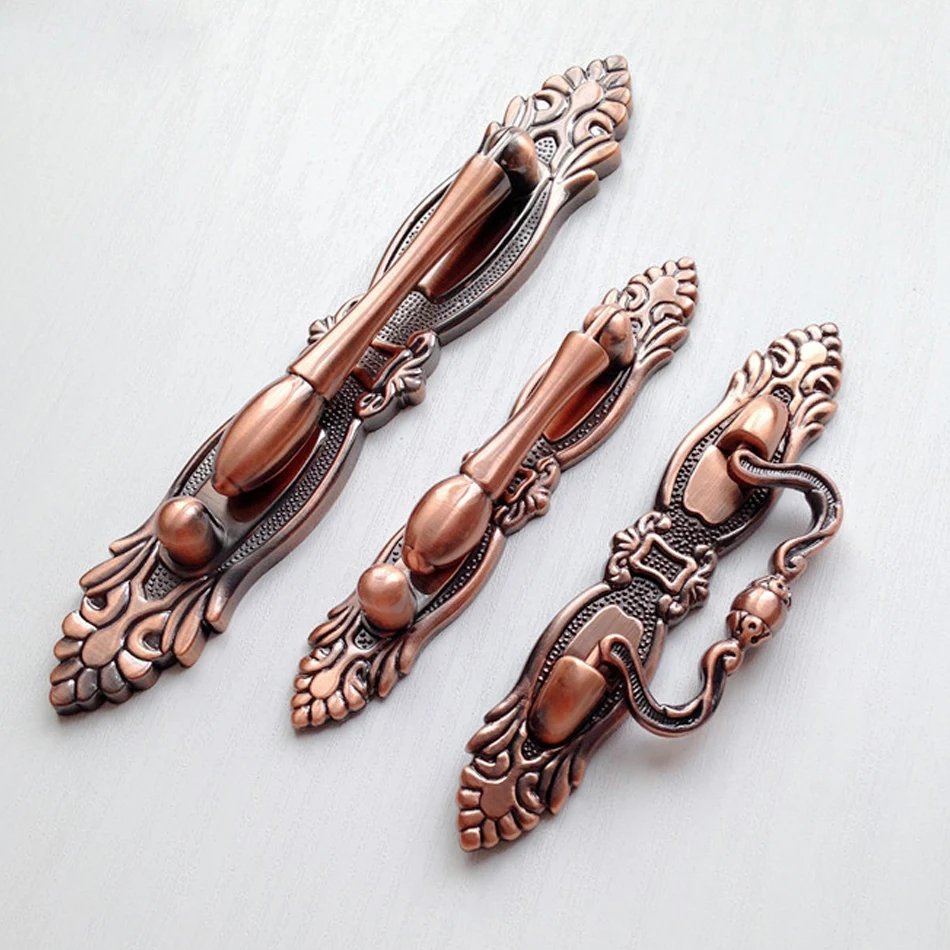 64mm Red Antique Bronze Handles Kitchen Dresser Pulls Ring Part