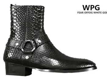 

WPG Top quality NEW style designer serpentine Coat of paint men shoes luxury brand Chelsea mens western motorcycle boots shoes
