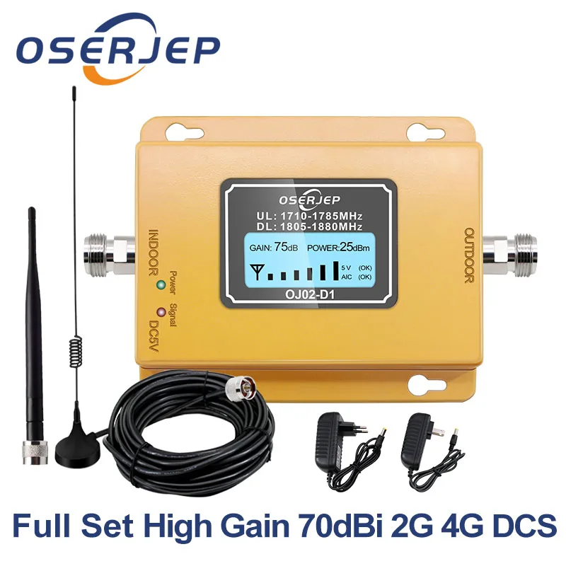 Fullset 4G LTE DCS 1800 усилитель сигнала сотовой связи 70dB усиление ЖК-дисплей GSM Band 3 LTE повторитель сигнала мобильного телефона+ антенна