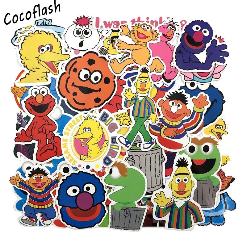 51PCS/set Sesame Street Cartoon Cute Stickers For Motorcycle Laptop Phone Guitar Cool Notebook Car Wall Stickers Waterproof