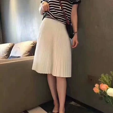 Новая жемчужная расшитая бисером цветная юбка с эластичной резинкой на талии, Женская темпераментная плиссированная юбка длиной до колена