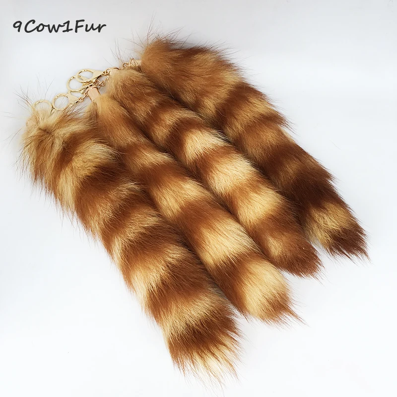 

Natural fox tail keychains Chaveiro Bunny Keychain fur key ring about 25cm bag charms yellow red fur fox tail key chain