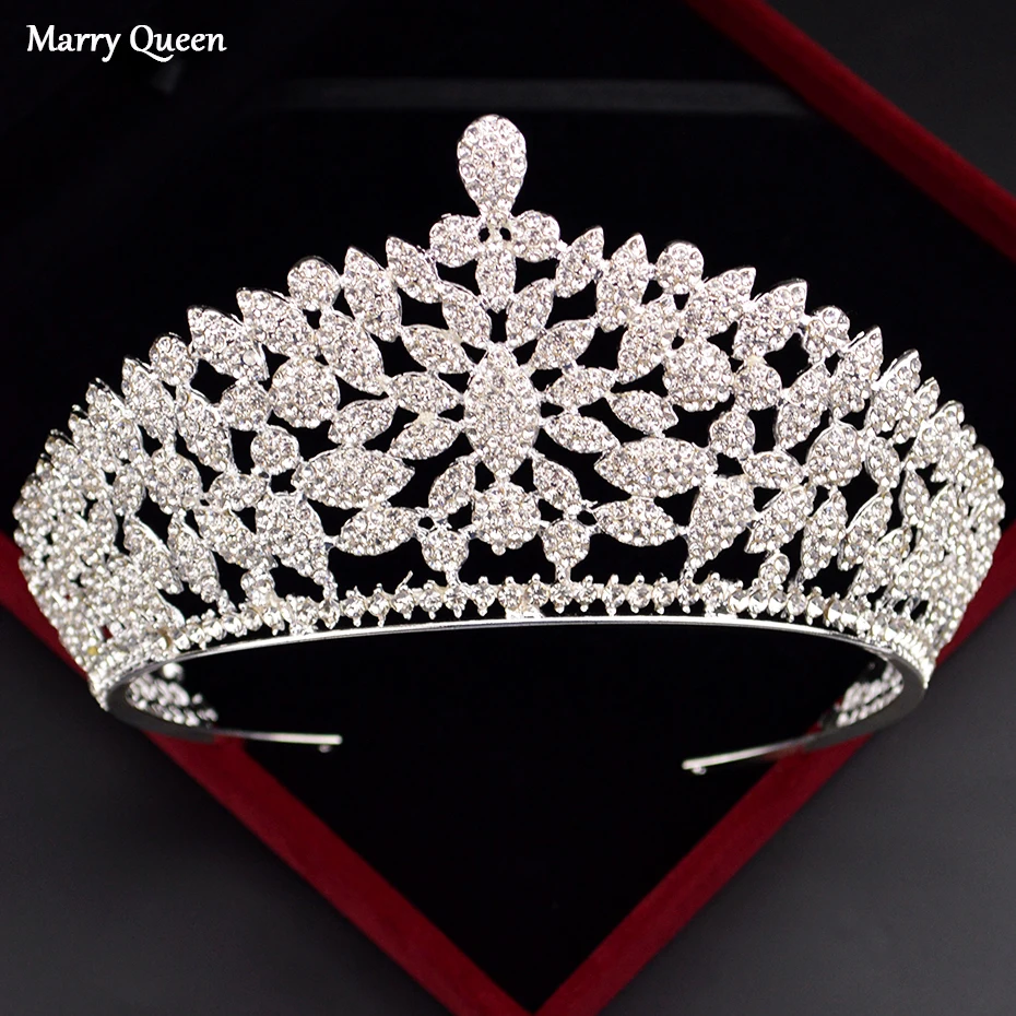 

Baroque Bridal Wedding Crown Handmade Rhinestone Night Show Headdress Fashion Silver Luxury Women's Hair Accessories
