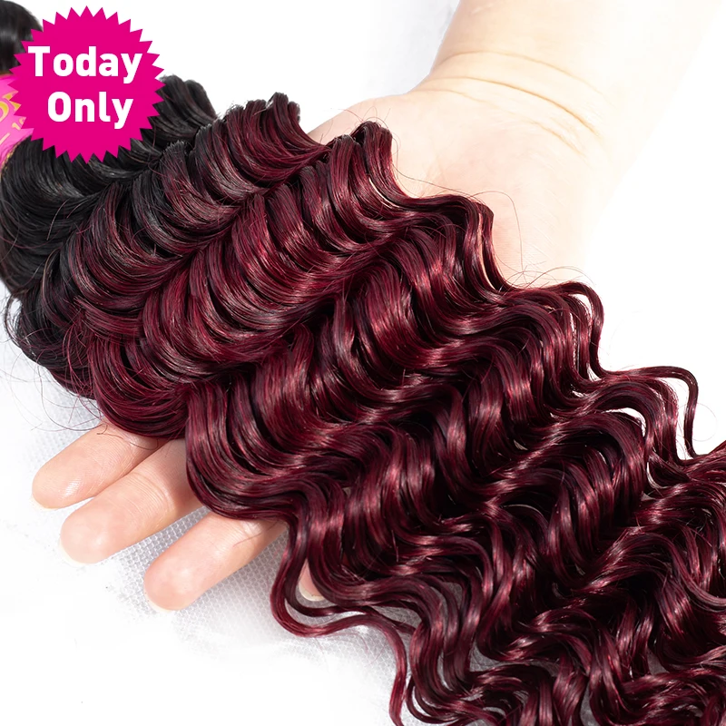 TODAY ONLY Brazilian Deep Wave Bundles 99J Burgundy Bundles Ombre Human Hair Bundles Brazilian Hair Weave Bundles Remy Extension TODAY ONLY Brazilian Deep Wave Bundles 99J Burgundy Bundles Ombre Human Hair Bundles Brazilian Hair Weave Bundles Remy Extension