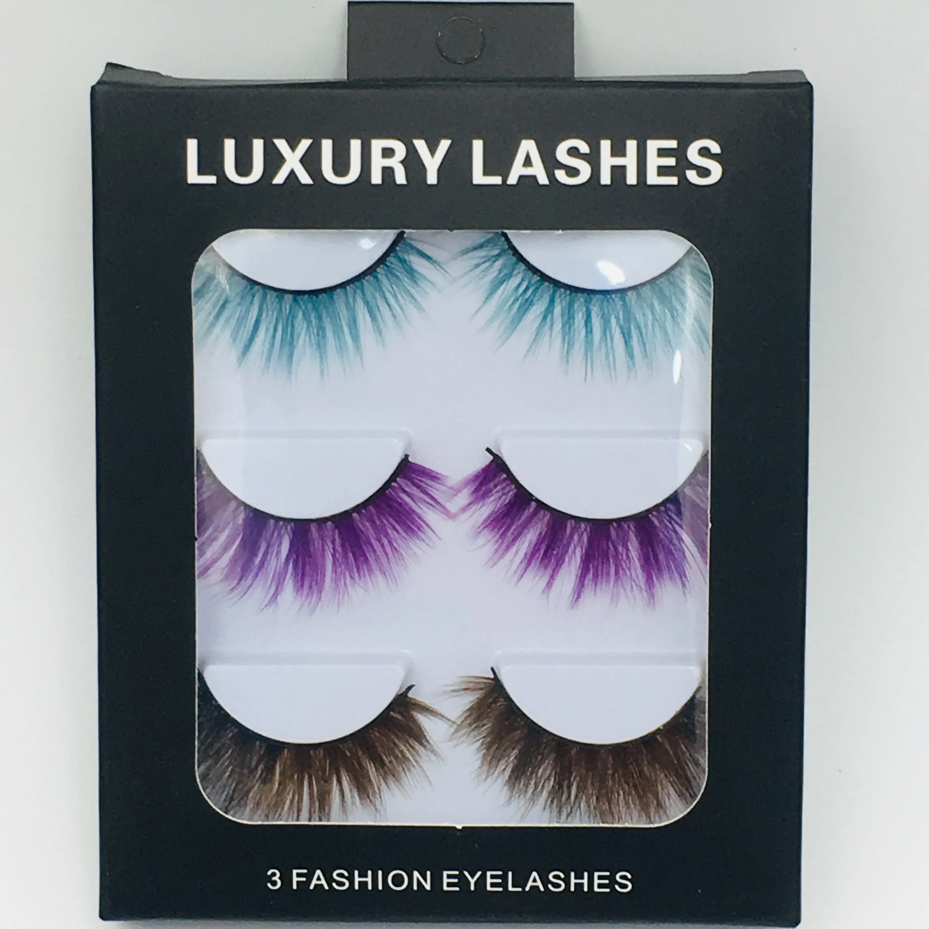 3D False Mink Eyelashes blue purple brown Long Lasting False Eyelash Soft Crisscross Fake Eyelashes Extension 3Pairs/set 2019