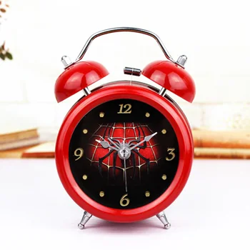 

Fashion Red Cobweb Style 3D Metal Bell Alarm Clock Minimalist Desktop Clocks Lazy Watch Clock Home Mini Clock