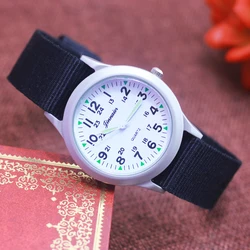 children fashion nylon canvas breathable strap sport quartz watches boys students kids birthday gifts electronic Military clock