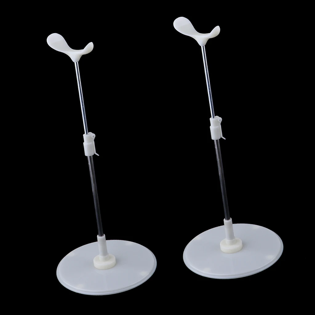 2pieces Adjustable 1/3 1/4 Doll Stand - White Doll Support for BJD 45-60cm Dolls Accessories