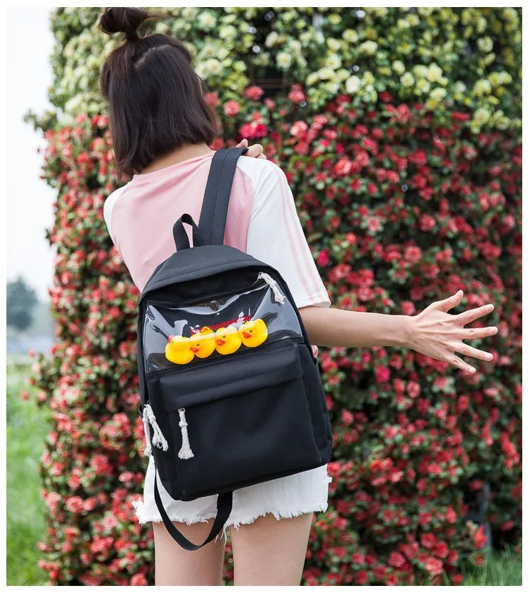 Женский рюкзак Mochila, школьная сумка, модный холщовый женский рюкзак с милой уткой, сумка на плечо для девочки-подростка, повседневный рюкзак M254