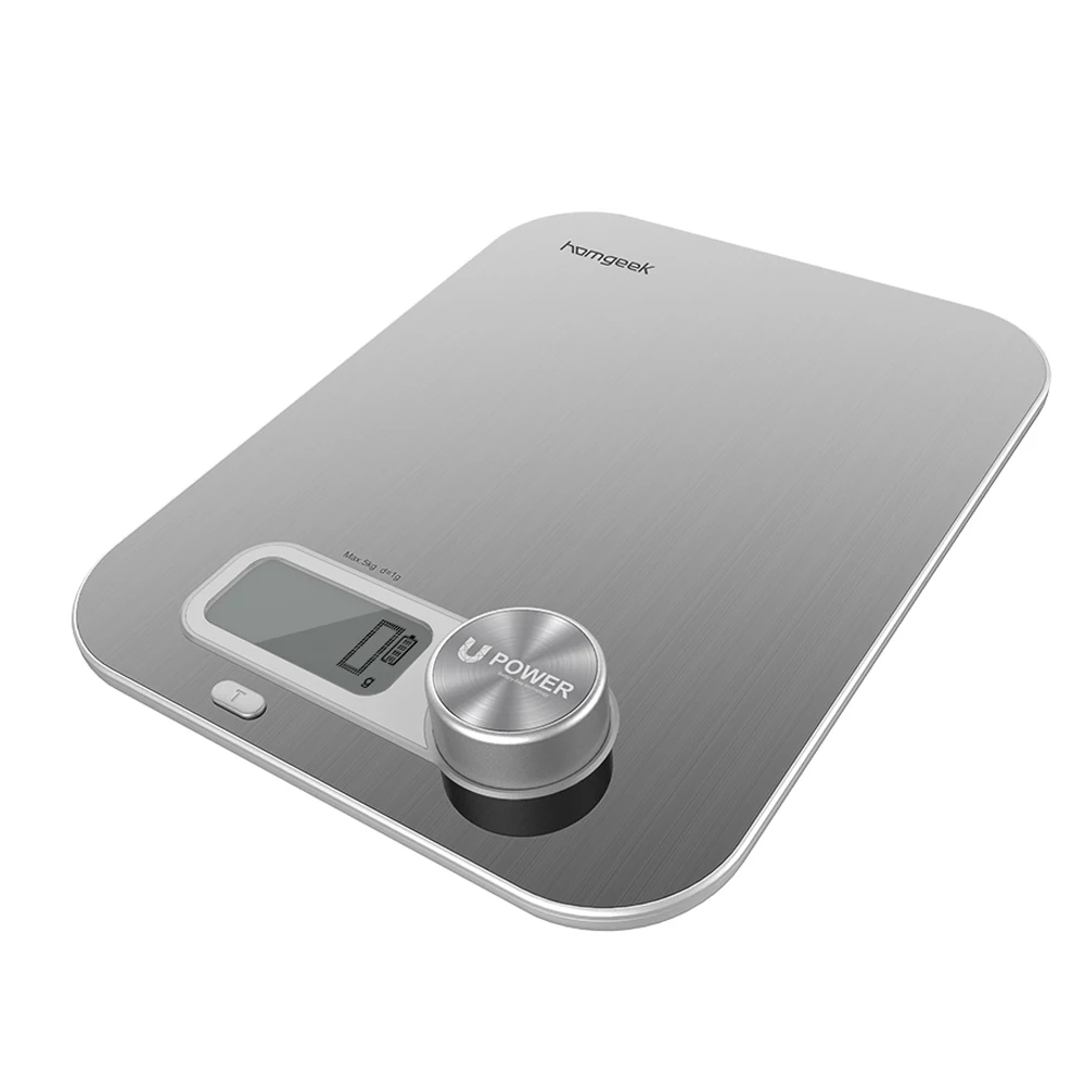 Homgeek 5kg/1g Battery Free Kitchen Scale with Large LCD Display Scales