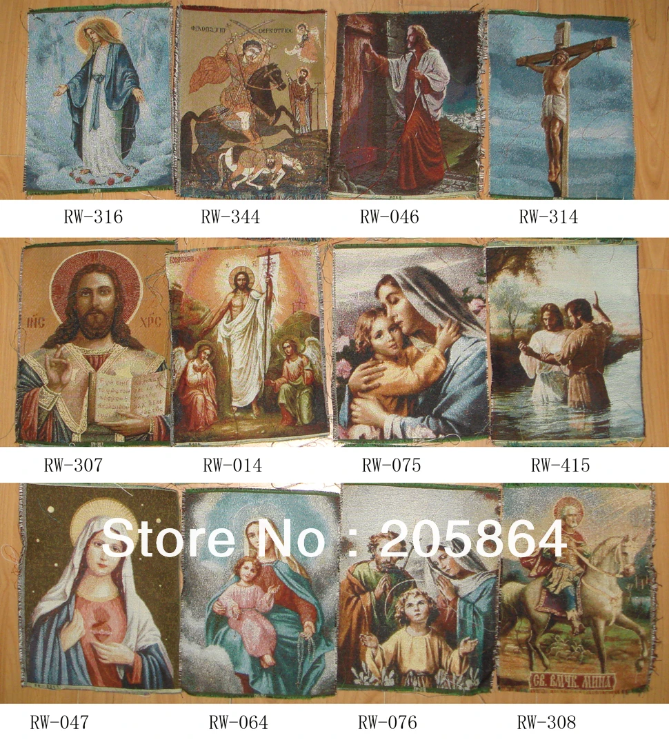 

Free shipping hot sell small size fabric picture,new technical items,religion character Jesus and the Virgin Mary
