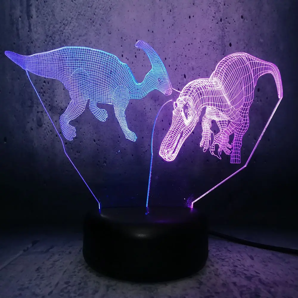 Смешанная двухцветная лампа Парк Юрского периода динозавр 3D светодиодный