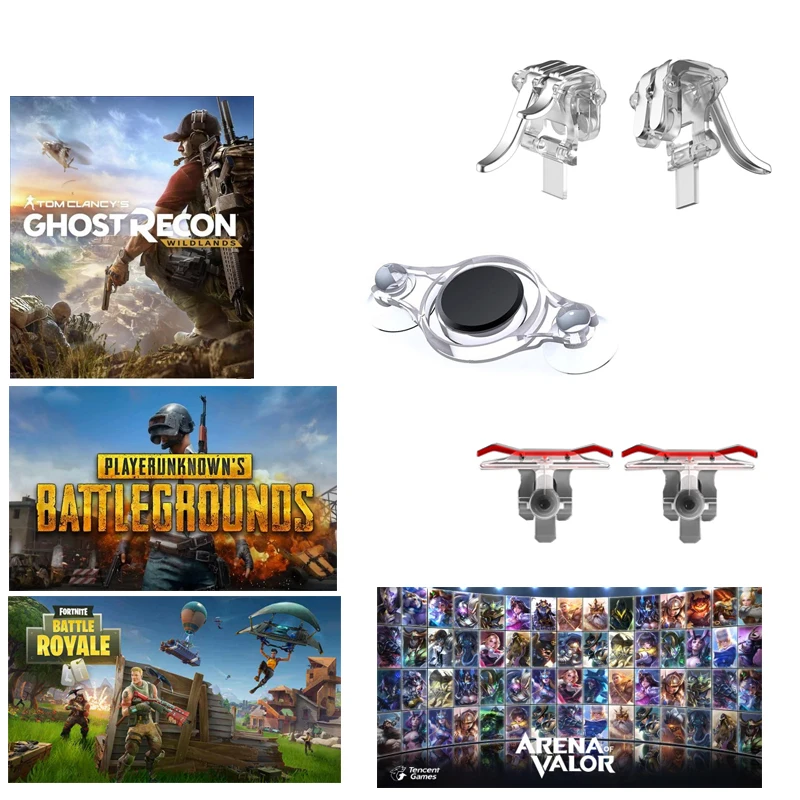 

3 Types Gaming Trigger Fire Button Aim Key Mobile Joysticks Game L1R1 PUBG Shooter Controller For PUBG AOV Touch Screen Games