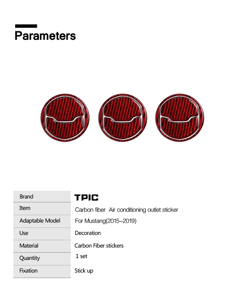 TPIC для Ford Mustang, углеродное волокно, автомобильная интерьерная приборная панель, Центральная вентиляционная розетка, кондиционер, вентиляционная отделка, наклейки