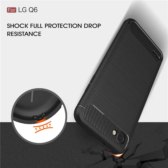 Для LG Q6 Alpha Q6A M700 Q7 чехол из углеродного волокна Мягкий TPU для телефона задняя