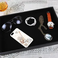 2 шт./лот выставочная витрина для украшений черные бархатные украшения на плоской подошве показаны лоток держатель ювелирных изделий для хранения коробки, футляр Органайзер