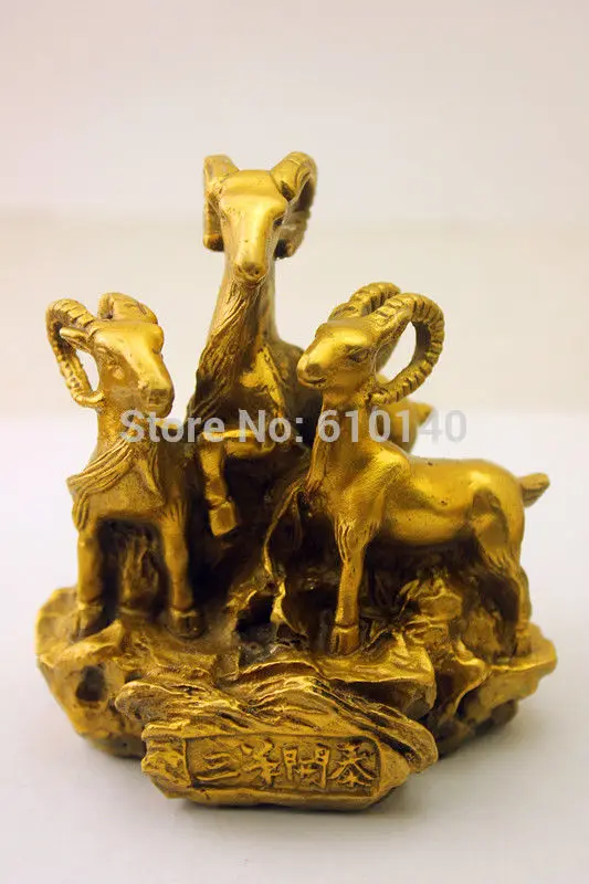 

China Classical Absolute Pure Bronze lucky Sanyangkaitai Sheep statuary