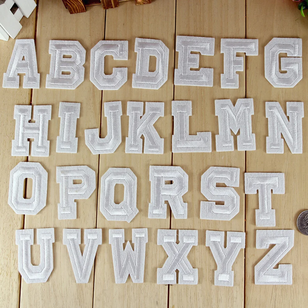 A Z 26PCs English Alphabet Letter Mixed Embroidered Iron On Patch For
