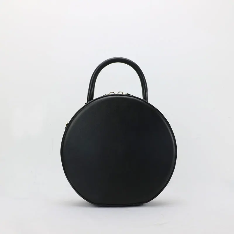 Новая модная Высококачественная Сумочка из коровьей кожи с круглой формой, женская сумка через плечо, дамская сумочка для девочек - Цвет: black