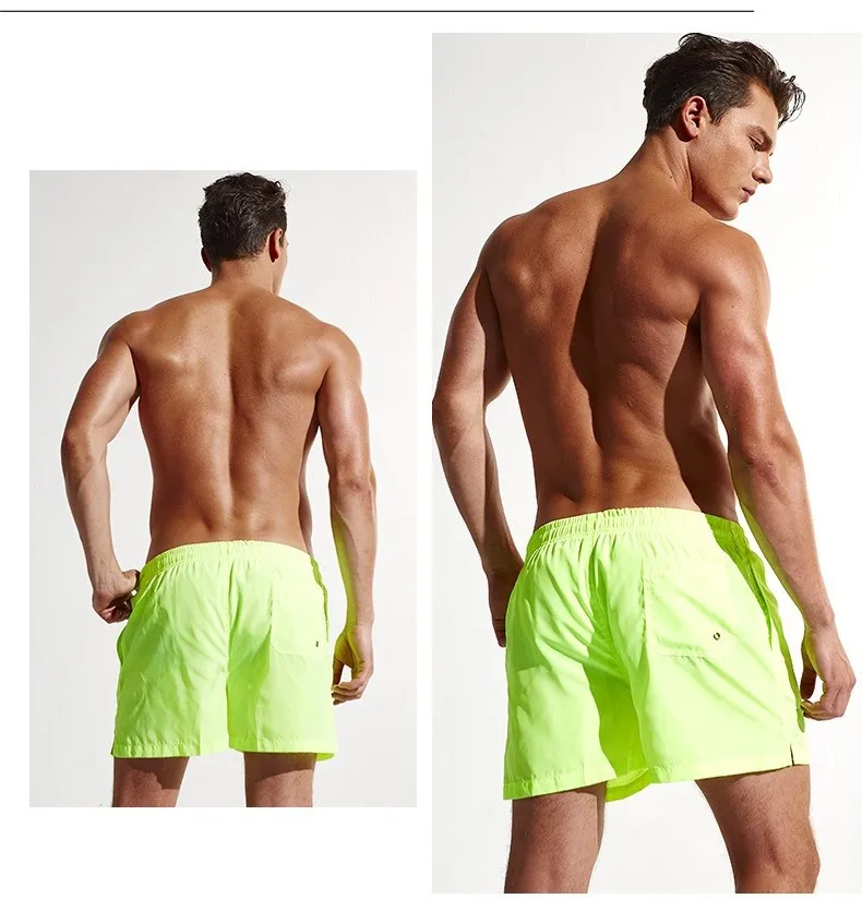 Одноцветное быстросохнущая Для мужчин шорты пляжные купальники бермуды Masculina купальный короткие доски Спортивная Костюмы быстросохнущая большой Размеры M-XXL