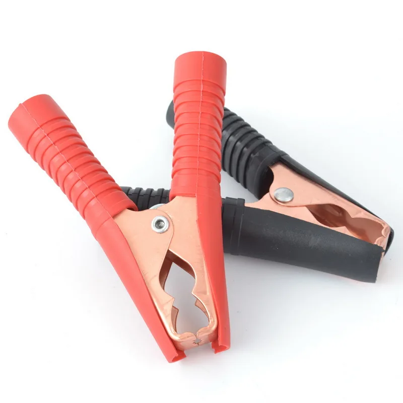 Urijk 2 PC 90mm Long Battery Alligator Clips Black Red 100A Insulated