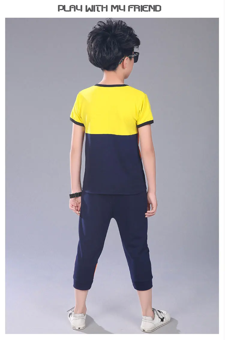 Casual Active Boys Clothes Set Summer Teenage T Shirt Short Pants Children Suit 2019 Kids Outfits Sports Clothing For Boys 2 Pcs (6)