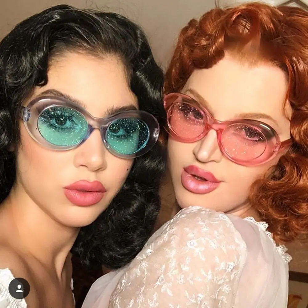 

Fashion Oval Glasses Candy Color Sunglasses Women Sun Glasses Lens Alloy Sunglasses female Eyewear Frame Driver Goggles Glitter