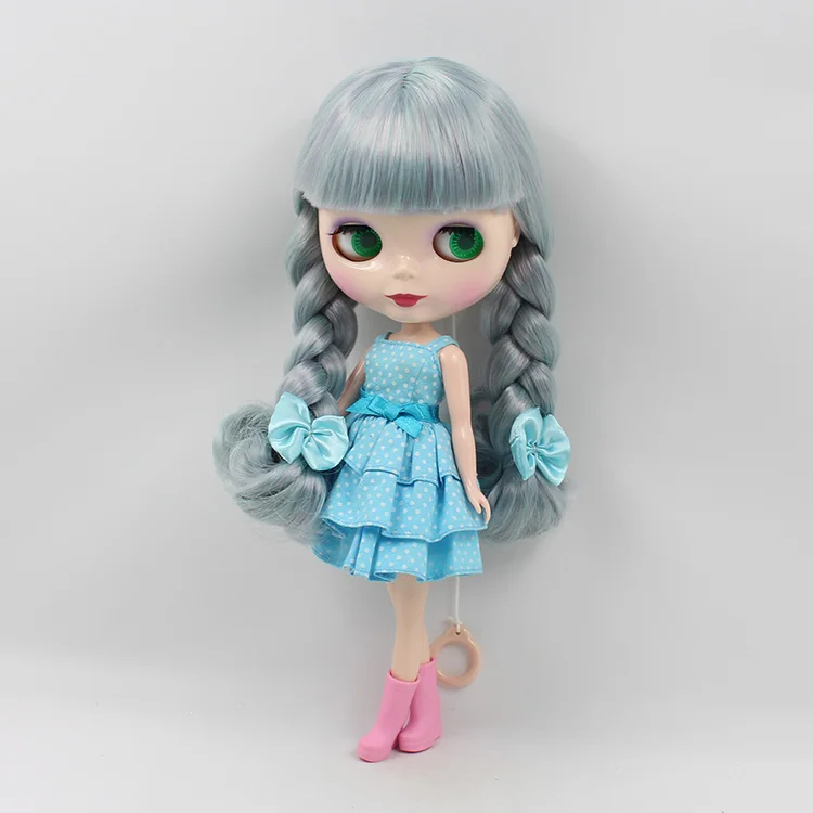 Fortune Days Nude Factory Blyth Кукла № BL10494006 мятный микс фиолетовые волосы с челкой белая кожа Neo 1/6 BJD