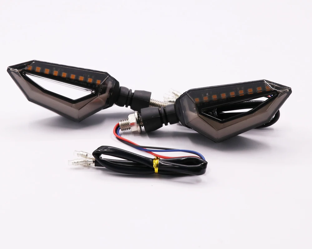 2pcs Flowing Universal Motorcycle Turn Signal Indicators 9 LED 12V Blinkers Flexible Bendable Lamp Light Amber Blue Red White (5)