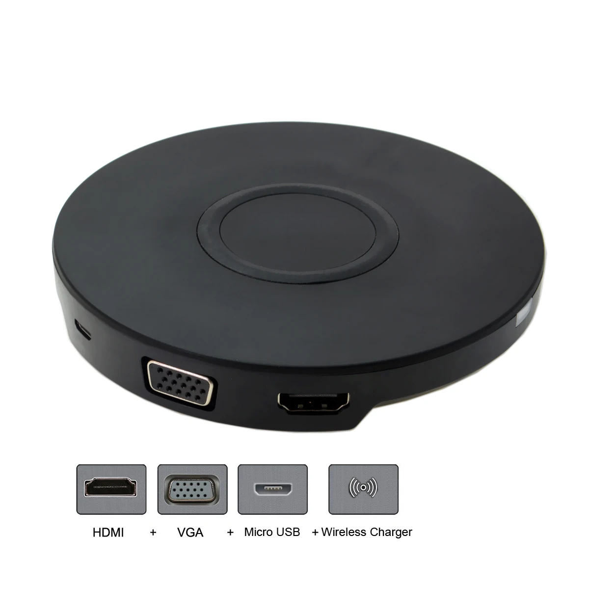 

HDMI 4K VGA 1080P Type-C USB-C Adapter with Wireless Charge for Laptop & Mac book & iPhone USB-C Digital AV Multiport Adapter