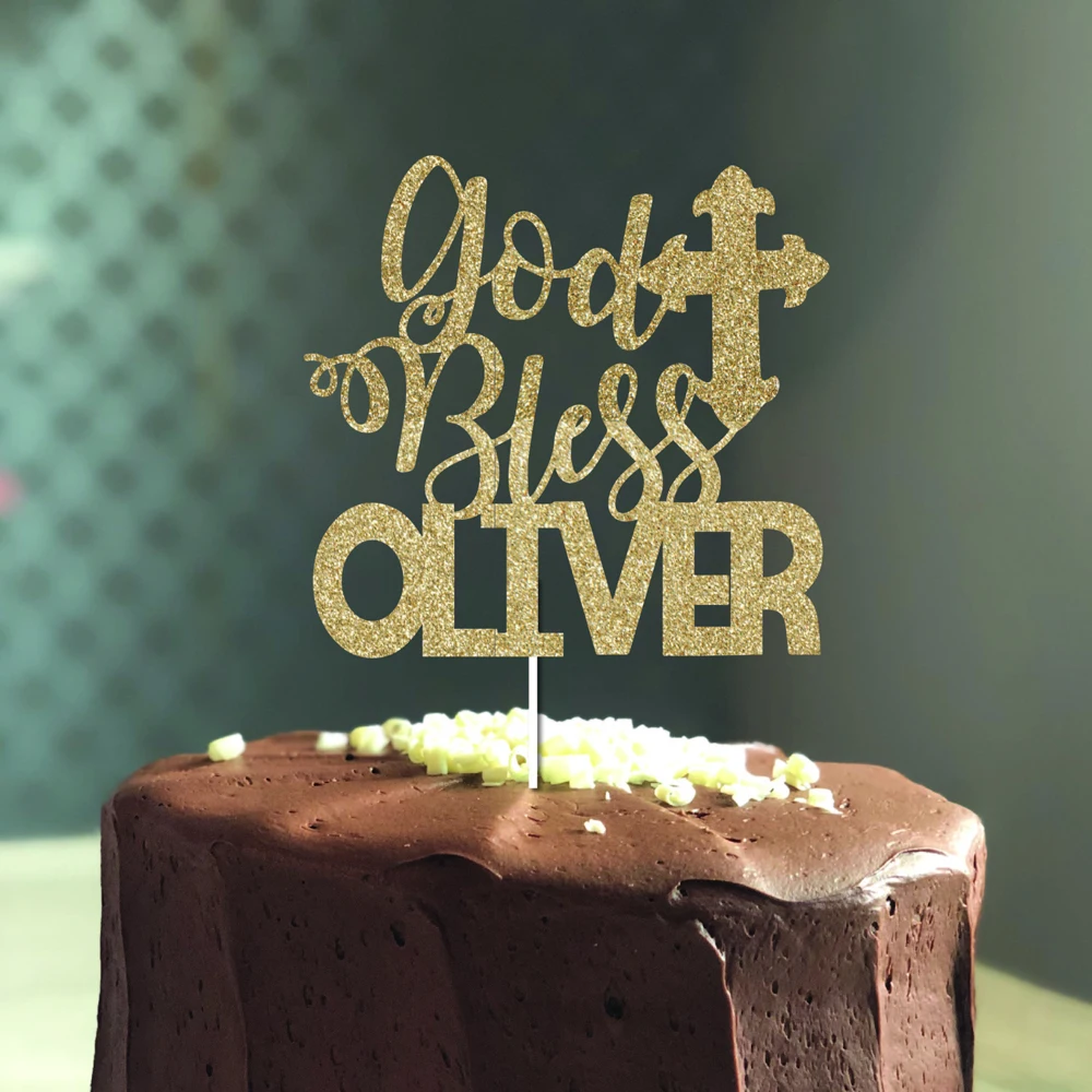 Personnalise Personnalise Nom Dieu Beni Gateau Topper Bapteme Premiere Communion Gateau Topper Bapteme Gateau Topper Fete Decor Aliexpress