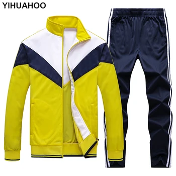 

Men's Sportswear Tracksuit Men Track Suit Jacket+pants 2 Two Pieces Clothing Set Casual Male Jogger Sweatsuit Plus size 4XL 5XL