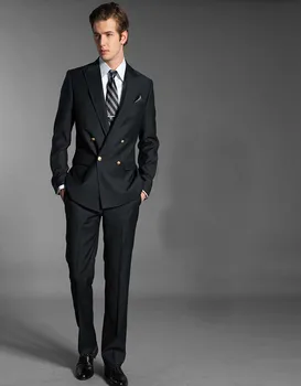 

Double Breasted Wedding Suit 2Psc Groom Tuxedos Groomsman Suit Notched Lapel Custom Made Man Suit for Man Clothes(Jacket+pants)