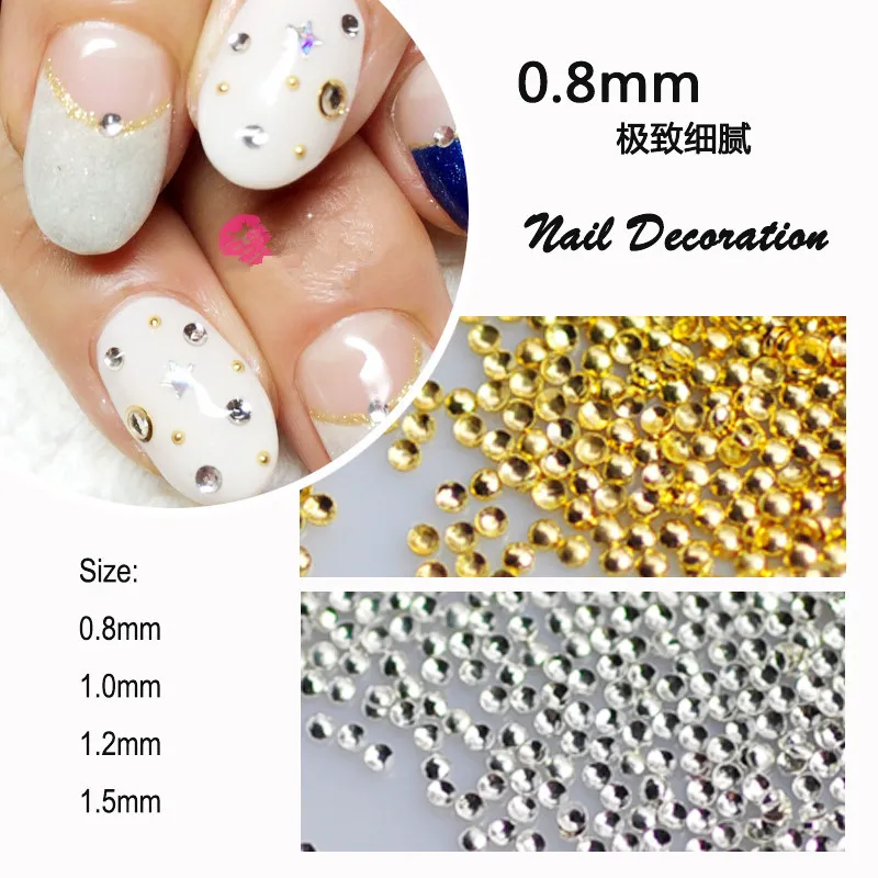 

500Pcs/Lot 0.8 1.0 1.2 1.5 2.0mm Gold and Silver Round Rivets Studs Metal Alloy Nail Art Decorations Nail Stickers Jewelry
