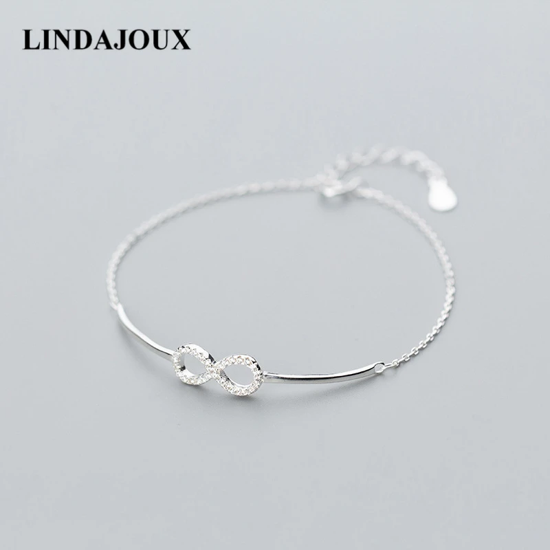 

Romantic 925 Sterling Silver Zircon Inlay Endless Infinity Charm Bracelets For Women Silver 925 Jewelry Birthday Gift