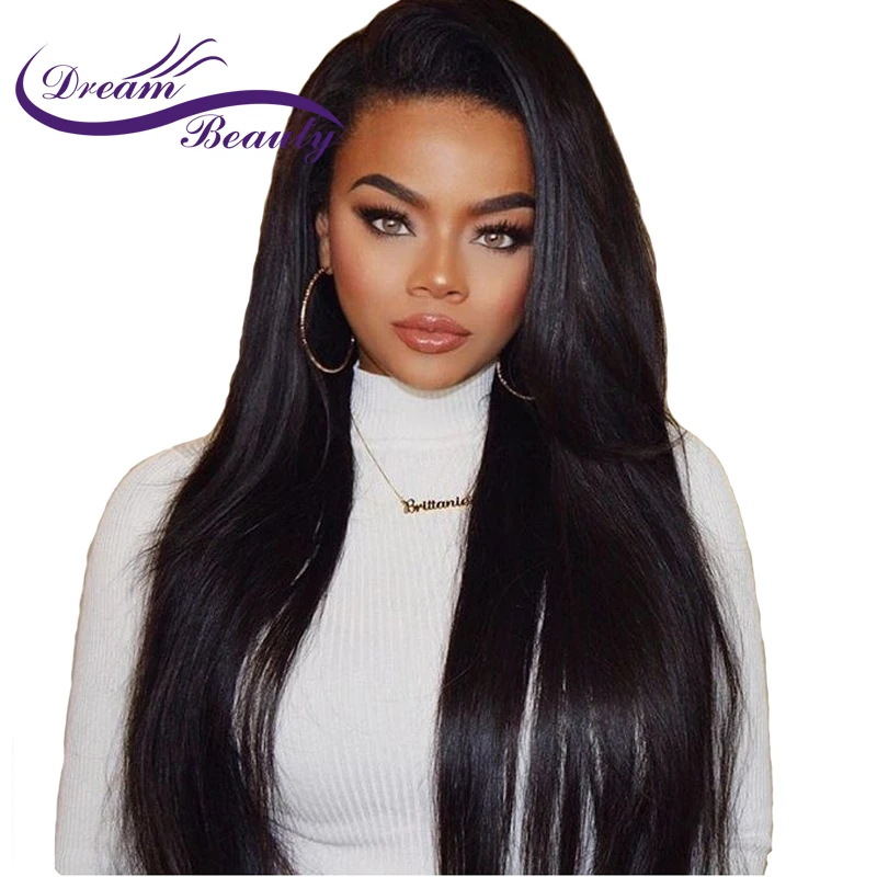 Dream beauty 250 плотность прямые бразильские волосы на кружеве с волосами младенца 8 24