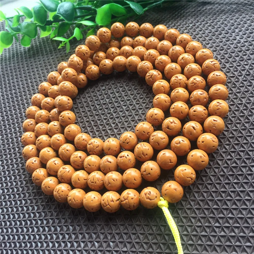 Оптовая продажа натуральные круглые беззубные бусины Rudraksha 108 браслет из бусин