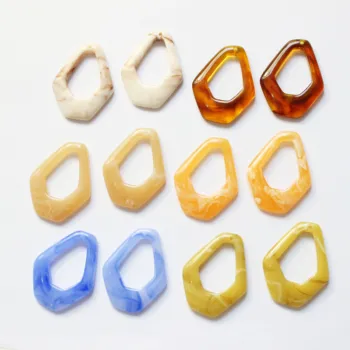 

Newest 40pcs/lot 27*35mm color print geometry Irregular rhombus shape resin beads diy jewerly earring/garment pendant accessory